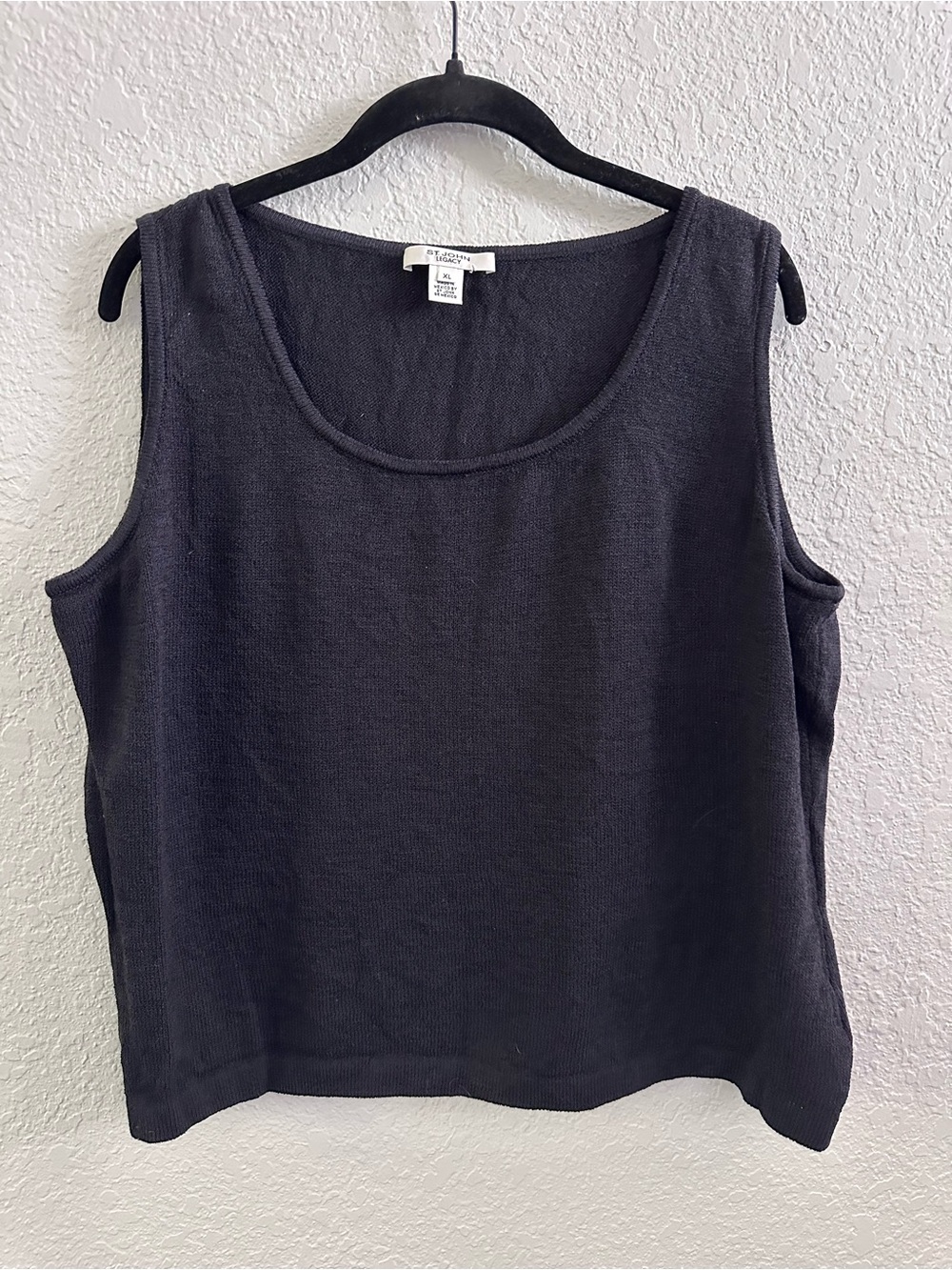 St. John Legacy Black Wool Blend Knit Scoop Neck Tank Top XL